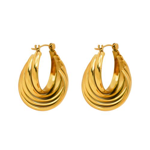 Acier inoxydable Levier Retour Earring, Acier inoxydable 304, Plaqué or 18K, bijoux de mode & pour femme, doré, 27x20mm, Vendu par paire