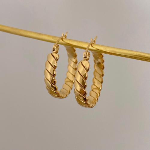 Boucle d'oreille Acier Titane, bijoux de mode & pour femme, doré, 25mm, Vendu par paire