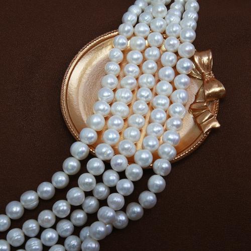 Naturalne perły słodkowodne perełki luźne, Perła naturalna słodkowodna, Lekko okrągły, biżuteria moda & DIY, biały, Length about 10-11mm, sprzedawane na około 38 cm Strand