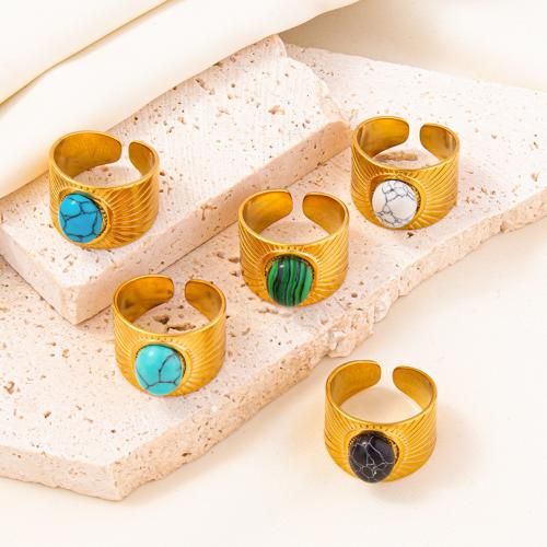 Vinger Ring in edelstaal, 304 roestvrij staal, met Gips, Ovaal, mode sieraden & uniseks, meer kleuren voor de keuze, 14mm, Maat:8, Verkocht door PC