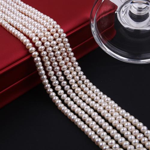 Natural Freshwater Pearl Loose Beads, Dome, fashion jewelry & DIY, white, Length about 5-6mm, Sold Per Approx 38 cm Strand