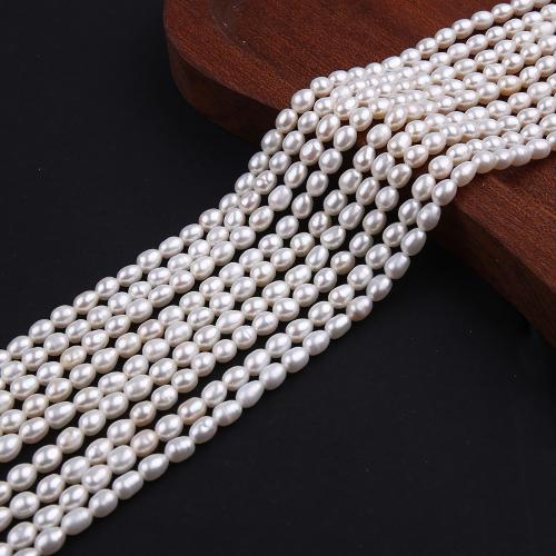 Cultured Rice Freshwater Pearl Beads fashion jewelry & DIY white Length about 4-5mm Sold Per Approx 38 cm Strand