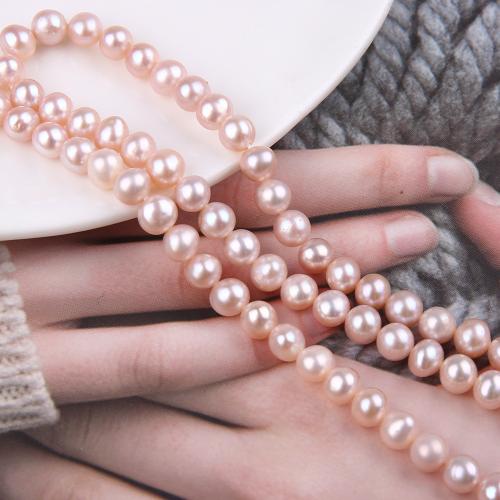 Natural Freshwater Pearl Loose Beads, Slightly Round, fashion jewelry & DIY, purple pink, Length about 5-6mm, Sold Per Approx 38 cm Strand