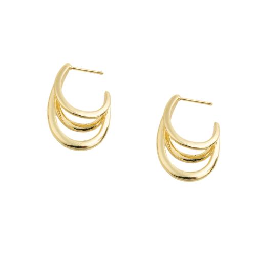 Brass Stud Earring, fashion jewelry & for woman, 34.50x10.50x21.50mm, Sold By Pair