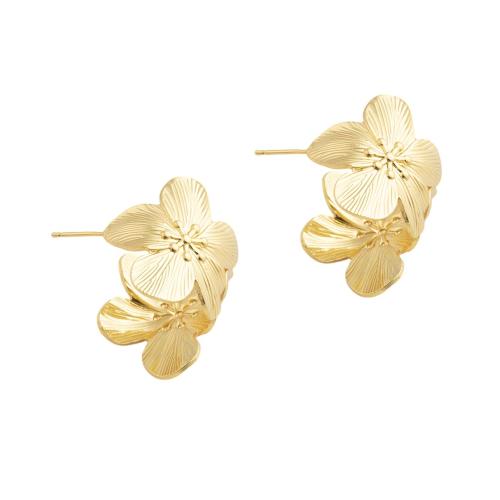 Brass Stud Earring, Flower, fashion jewelry & for woman, 27x31.50x30mm, Sold By Pair