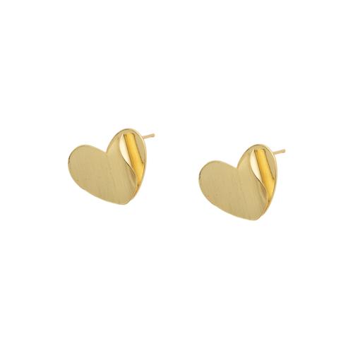 Brass Stud Earring Heart fashion jewelry & for woman Sold By Pair