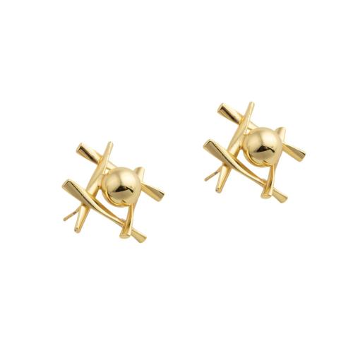 Brass Stud Earring, fashion jewelry & for woman, 29.50x28.50x22mm, Sold By Pair