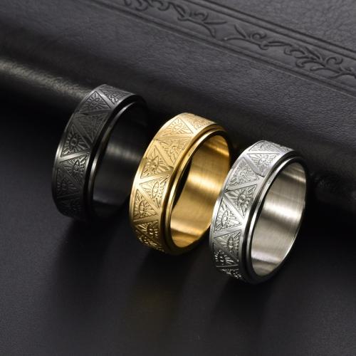 Vinger Ring in edelstaal, 304 roestvrij staal, mode sieraden & verschillende grootte voor keus & voor de mens, meer kleuren voor de keuze, width 8mm, Verkocht door PC