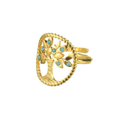 Anel de dedo de aço inoxidável, Aço inoxidável 304, 18K banhado a ouro, joias de moda & para mulher, dourado, vendido por PC