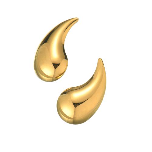 Boucle d'oreille de gaujon en acier inoxydable, Acier inoxydable 304, Plaqué or 18K, bijoux de mode & pour femme, doré, 18x32mm, Vendu par paire