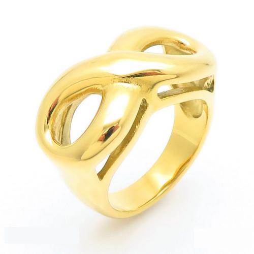 Stainless Steel Finger Ring 304 Stainless Steel Number 8 Vacuum Ion Plating fashion jewelry & for woman golden Sold By PC