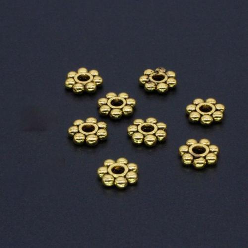 Tibetan Style Spacer Beads, Flower, gold color plated, DIY, nickel, lead & cadmium free, 7.80mm, 10PCs/Bag, Sold By Bag