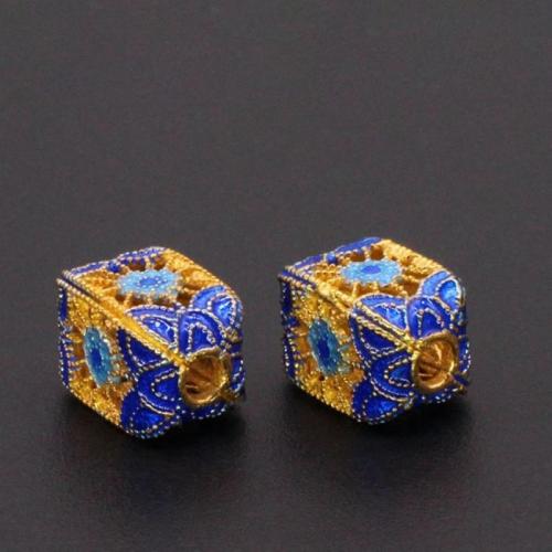 Brass Jewelry Beads gold color plated DIY & enamel blue nickel lead & cadmium free Sold By PC