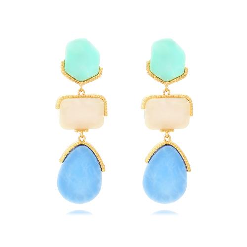 Tibetan Style Drop Earrings, with Resin, plated, fashion jewelry, more colors for choice, nickel, lead & cadmium free, 26x83mm, Sold By Pair
