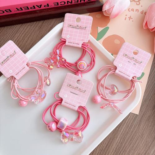 Ponytail Holder, Nylon, with Resin, handmade, Girl & different styles for choice, more colors for choice, 50mm, 3PCs/Set, Sold By Set