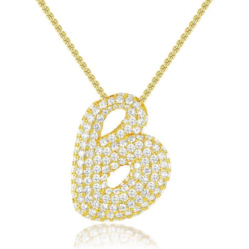 Cubic Zircon Micro Pave Brass Necklace, with 5cm extender chain, plated, different styles for choice & micro pave cubic zirconia & for woman, golden, Length:45 cm, Sold By PC