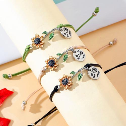 Mode créer Bracelets cordon de cire, alliage de zinc, avec corde de cire & plastique revêtu de cuivre & Acier inoxydable 304, pour femme & émail, plus de couleurs à choisir, Longueur:Environ 16-28 cm, Vendu par PC