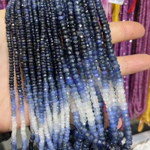 Koraliki z kameniem szlachetnym, Sapphire, obyty, Gradient kolorów & DIY & różnej wielkości do wyboru & fasetowany, ciemnoniebieski, sprzedawane na około 42 cm Strand