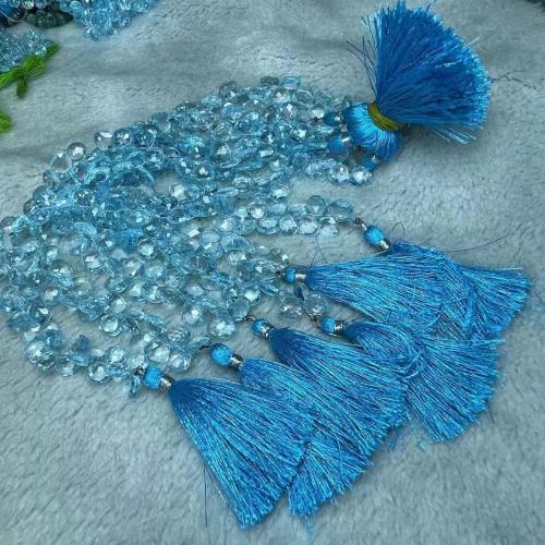 Perles bijoux en pierres gemmes, Topaze, larme, poli, DIY & facettes, bleu, 10x10mm, Vendu par Environ 23 cm brin