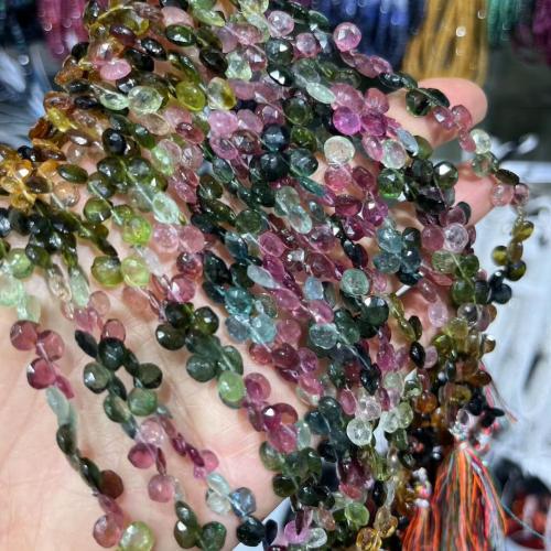 Perles bijoux en pierres gemmes, tourmaline, larme, poli, DIY & normes différentes pour le choix & facettes, multicolore, Vendu par Environ 20 cm brin