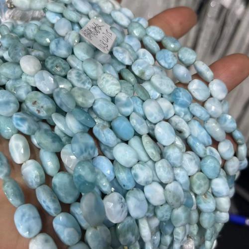 Koraliki z kameniem szlachetnym, Larimar, Owal, obyty, DIY & różnej wielkości do wyboru, jasnoniebieski, sprzedawane na około 20 cm Strand