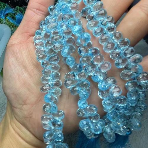 Perles bijoux en pierres gemmes, Topaze, larme, poli, DIY, 6x10mm, Vendu par Environ 20 cm brin