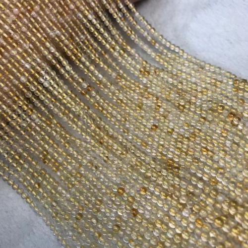 Natürlicher Citrin Perlen, Gelbquarz Perlen, rund, poliert, DIY, gelb, 3mm, verkauft per ca. 38-40 cm Strang
