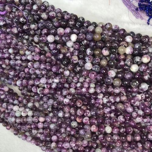 Gemstone Jewelry Beads Purple Lithium Stone Round polished DIY purple Sold Per Approx 38-40 cm Strand