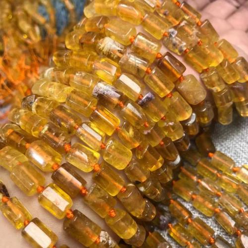 Natürlicher Citrin Perlen, Gelbquarz Perlen, Geometrisches Muster, poliert, DIY, gelb, 7x10mm, verkauft per ca. 38-40 cm Strang