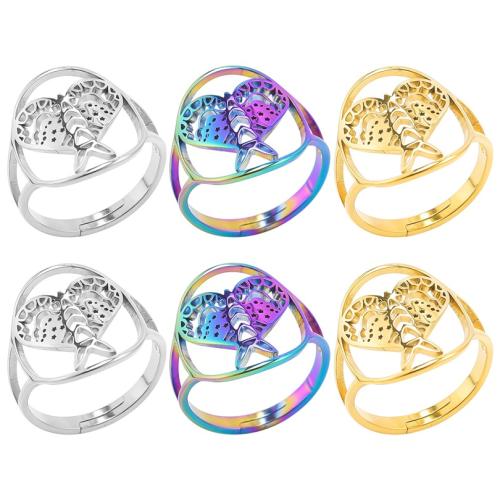 Vinger Ring in edelstaal, 304 roestvrij staal, Insect, mode sieraden & uniseks & hol, meer kleuren voor de keuze, Maat:8, Verkocht door PC