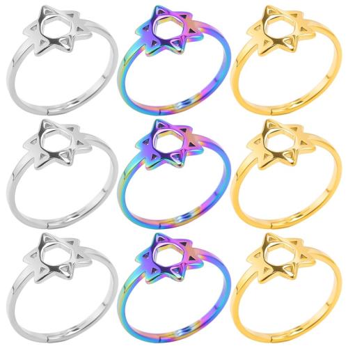 Stainless Steel Finger Ring 304 Stainless Steel Hexagram Vacuum Ion Plating fashion jewelry & Unisex & hollow US Ring Sold By PC