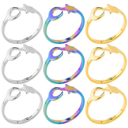 Stainless Steel Finger Ring, 304 Stainless Steel, Moon and Star, Vacuum Ion Plating, fashion jewelry & Unisex, more colors for choice, US Ring Size:8, Sold By PC