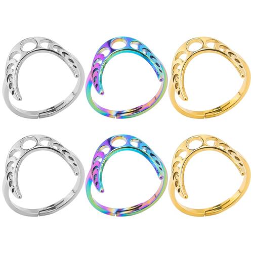 Stainless Steel Finger Ring, 304 Stainless Steel, Moon, Vacuum Ion Plating, fashion jewelry & Unisex & hollow, more colors for choice, US Ring Size:8, Sold By PC