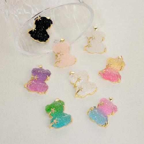 Resin Pendant with Cubic Zirconia & Brass Bear gold color plated fashion jewelry & DIY Sold By PC