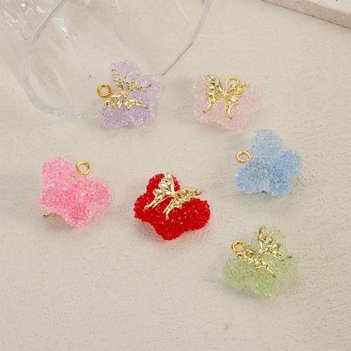 Resin Pendant, with Brass, Butterfly, gold color plated, fashion jewelry & DIY, more colors for choice, 24x20mm, Sold By PC