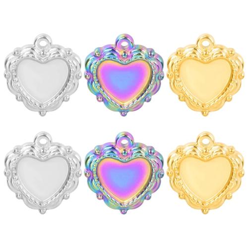 Stainless Steel Pendant Setting, 304 Stainless Steel, Heart, Vacuum Ion Plating, fashion jewelry & DIY, more colors for choice, 12x13mm, Sold By PC