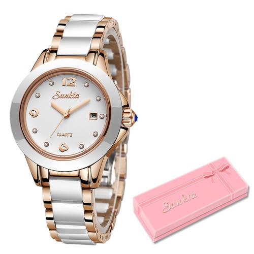 Women Wrist Watch, Glass, with Porcelain, Life water resistant & fashion jewelry & Chinese movement & multifunctional & for woman, more colors for choice, Length:Approx 18 cm, Sold By PC