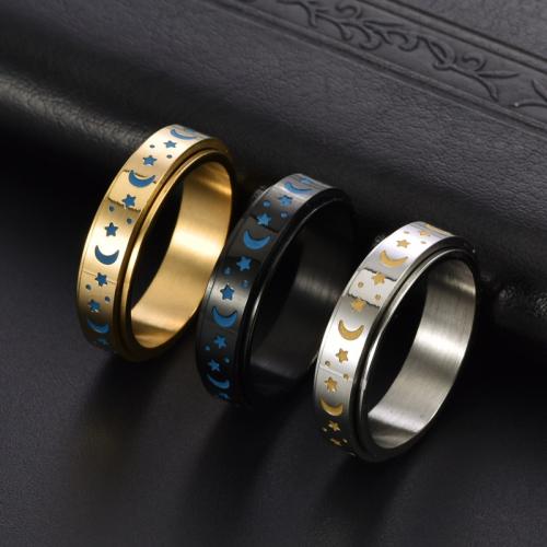 Rozsdamentes acél Finger Ring, 304 rozsdamentes acél, csiszolt & különböző méretű a választás & a nő & luminated, több színt a választás, width 6mm, Által értékesített PC