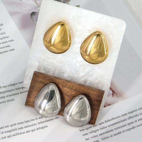 Stainless Steel Stud Earrings, 304 Stainless Steel, Teardrop, Vacuum Ion Plating, fashion jewelry & for woman, more colors for choice, 30x23mm, Sold By Pair