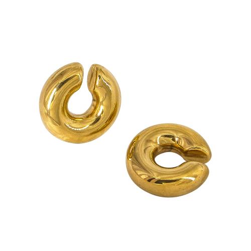 304 Stainless Steel Earring Clip 18K gold plated fashion jewelry & for woman 30mm Sold By Pair