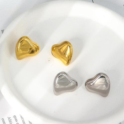 Boucle d'oreille de gaujon en acier inoxydable, Acier inoxydable 304, coeur, bijoux de mode & pour femme, plus de couleurs à choisir, 20x19mm, Vendu par paire