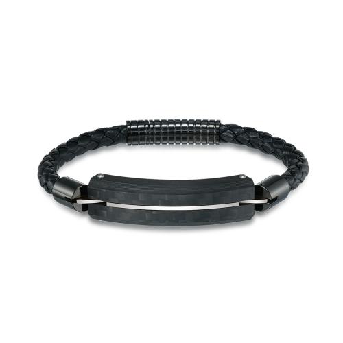 PU Leather Cord Bracelets with 304 Stainless Steel Vacuum Ion Plating fashion jewelry & for man 12mm Length Approx 21 cm Sold By PC