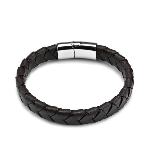 PU Leather Cord Bracelets with 304 Stainless Steel fashion jewelry & for man brown Sold By PC