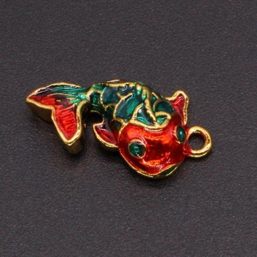 Brass Jewelry Pendants Fish gold color plated DIY & enamel nickel lead & cadmium free Sold By PC