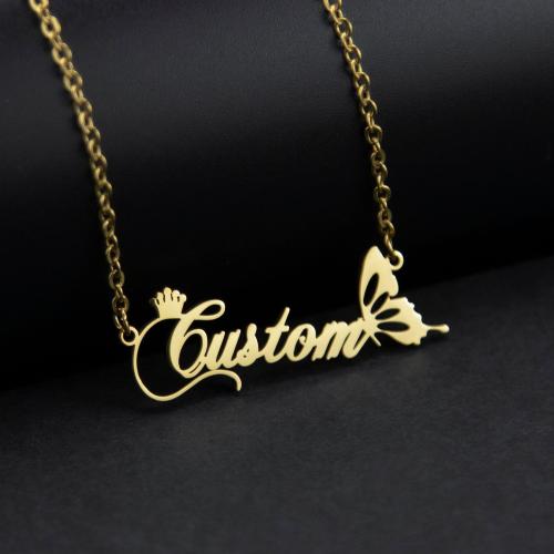 Stainless Steel Jewelry Necklace, 304 Stainless Steel, Alphabet Letter, plated, Customized & for woman, more colors for choice, Length:45 cm, Sold By PC