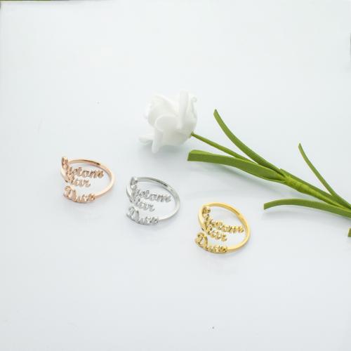 Stainless Steel Finger Ring 304 Stainless Steel Alphabet Letter plated Customized & for woman inner ~20mm Sold By PC