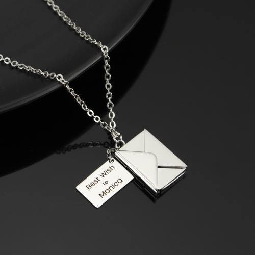Stainless Steel Jewelry Necklace, 304 Stainless Steel, with 5CM extender chain, Envelope, plated, Customized & for woman, more colors for choice, Length:18 Inch, Sold By PC