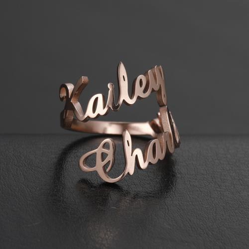 Stainless Steel Finger Ring, 304 Stainless Steel, Alphabet Letter, plated, Customized & for woman, more colors for choice, inner diameter:17~20mm, Sold By PC
