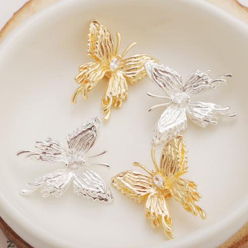 Zinc Alloy Jewelry Beads Butterfly plated DIY & with rhinestone Sold By PC