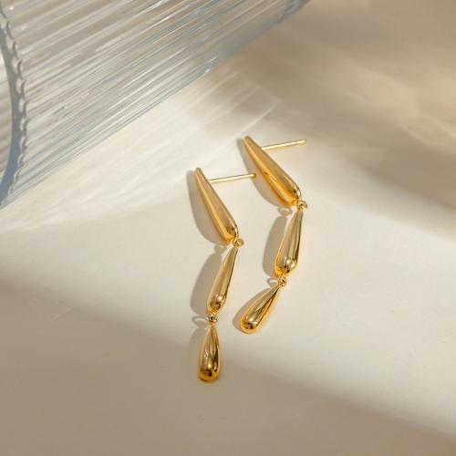 Stainless Steel Drop Earring 304 Stainless Steel plated fashion jewelry golden Sold By Pair